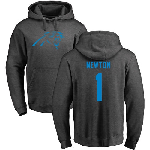 Carolina Panthers Men Ash Cam Newton One Color NFL Football 1 Pullover Hoodie Sweatshirts